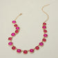 Madeline Love Fuchsia Round Square Stone Bezel Cluster Link Necklace