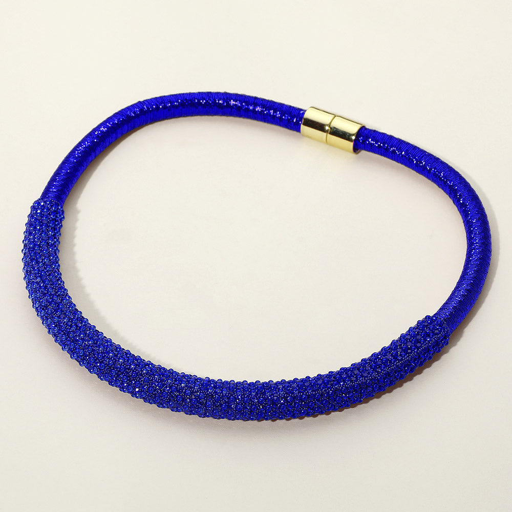 Madeline Love Sapphire Bling Studded Metal Wire Wrapped Magnetic Necklace
