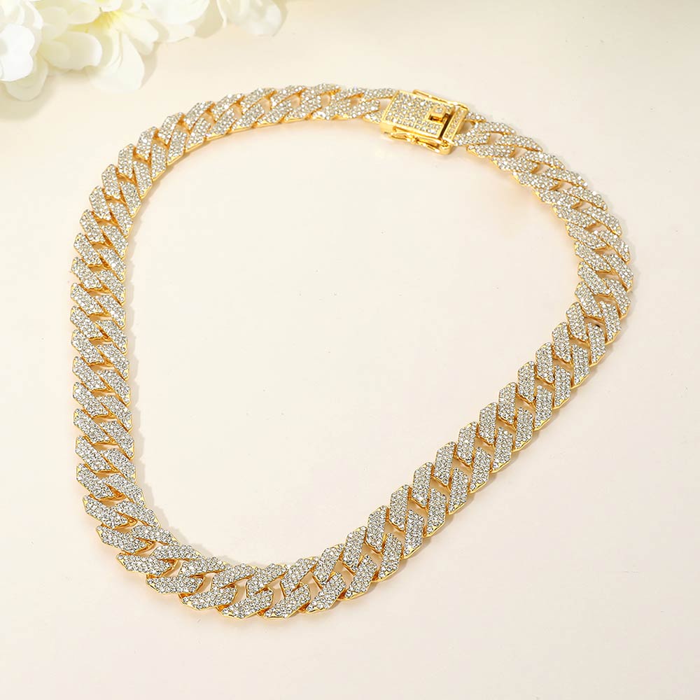 Madeline Love Gold Bold 15mm Rhinestone Pave Cuban Link Chain Necklace