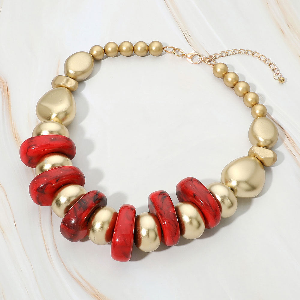 Madeline Love Coral Bold Chunky Beaded Statement Necklace