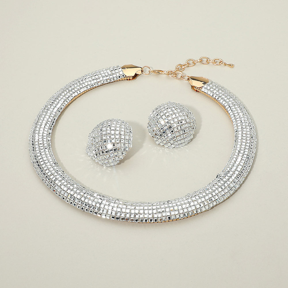 Madeline Love Clear, Gold Bling Studded Statement Necklace