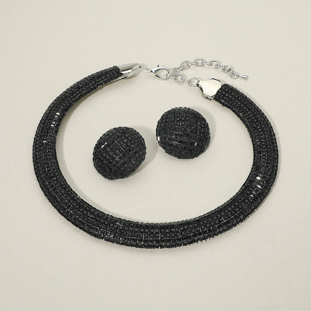 Madeline Love Black, Rhodium Bling Studded Statement Necklace