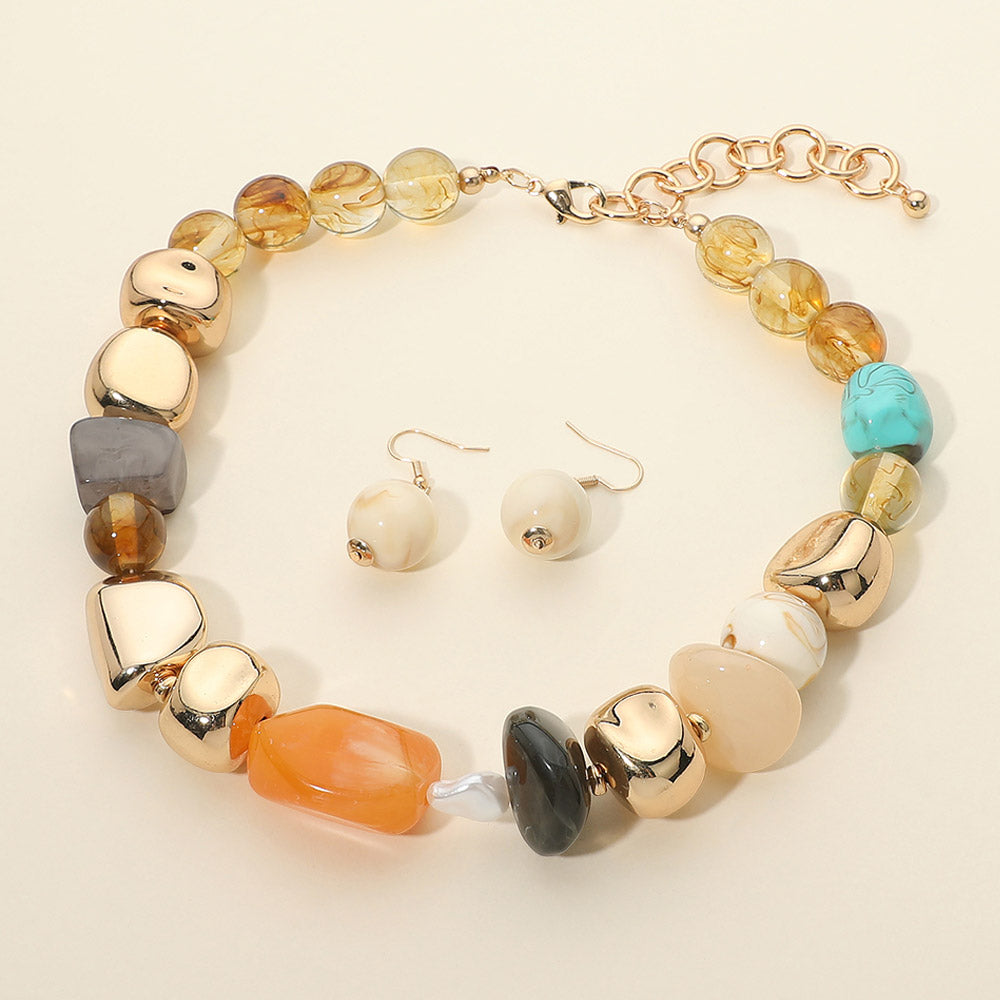 Madeline Love Multi Chunky Resin Pebble Beaded Necklace