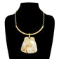 Madeline Love Gold, Ivory Bold Geometric Plate Pendant Accent Statement Necklace - Earrings - extra