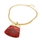 Madeline Love Gold, Red Bold Geometric Plate Pendant Accent Statement Necklace - Earrings - desc