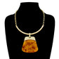 Madeline Love Gold, Tortoise Bold Geometric Plate Pendant Accent Statement Necklace - Earrings - extra