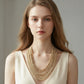 Madeline Love Gold Marbled Ball Beaded Multi Layered Faux Leather Magnetic Necklace - Necklaces