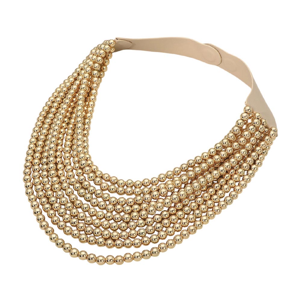Madeline Love Gold Marbled Ball Beaded Multi Layered Faux Leather Magnetic Necklace - Necklaces - extra