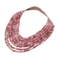 Madeline Love Dark, Pink Marbled Ball Beaded Multi Layered Faux Leather Magnetic Necklace - Necklaces - desc