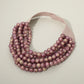 Madeline Love Purple Marbled Ball Beaded Multi Layered Faux Leather Magnetic Collar Necklace - Necklaces