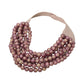 Madeline Love Purple Marbled Ball Beaded Multi Layered Faux Leather Magnetic Collar Necklace - Necklaces - desc