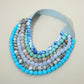 Madeline Love Blue, Multi Multi Strand Marbled Ball Beaded Faux Leather Magnetic Necklace - Necklaces