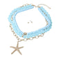 Madeline Love Blue Bold Starfish Pendant Accent Multi Layered Beaded Chain Statement Necklace - Necklaces - desc