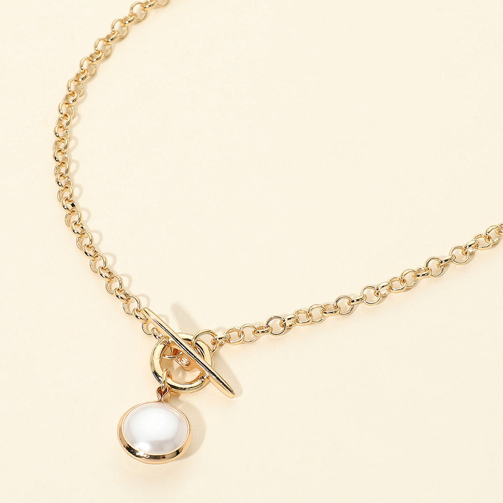 Madeline Love Cream Round Pearl Toggle Pendant Necklace