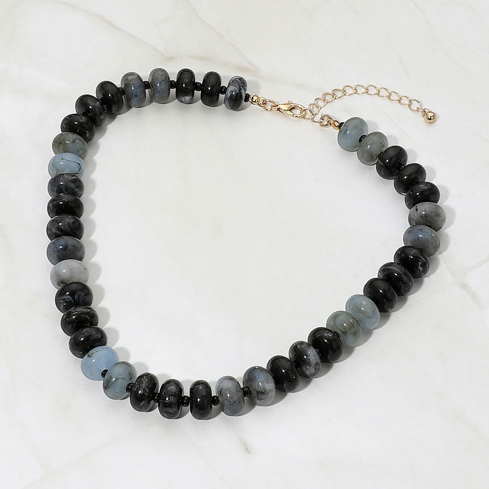 Madeline Love Black Chunky Rondelle Beaded Statement Necklace