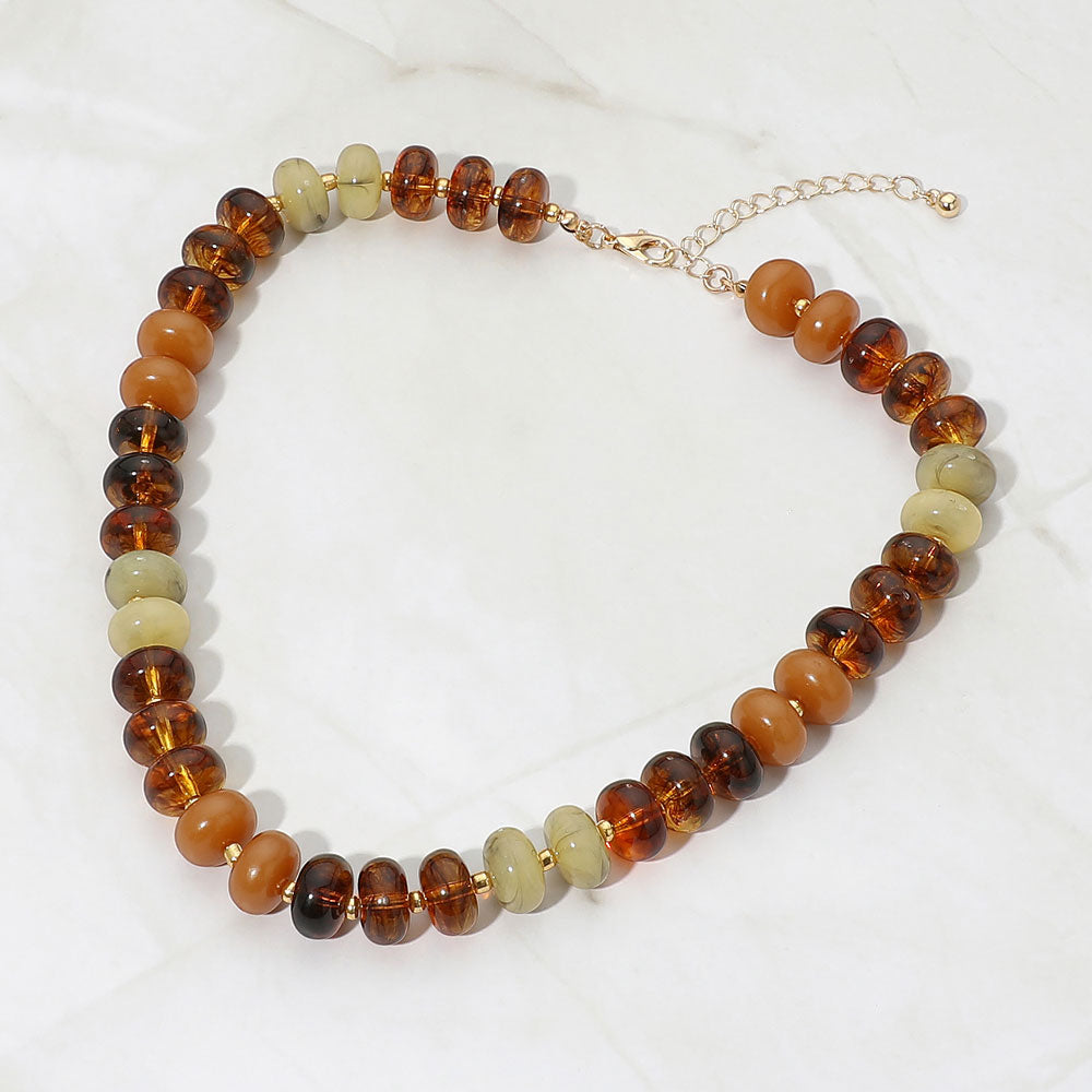 Madeline Love Brown Chunky Rondelle Beaded Statement Necklace