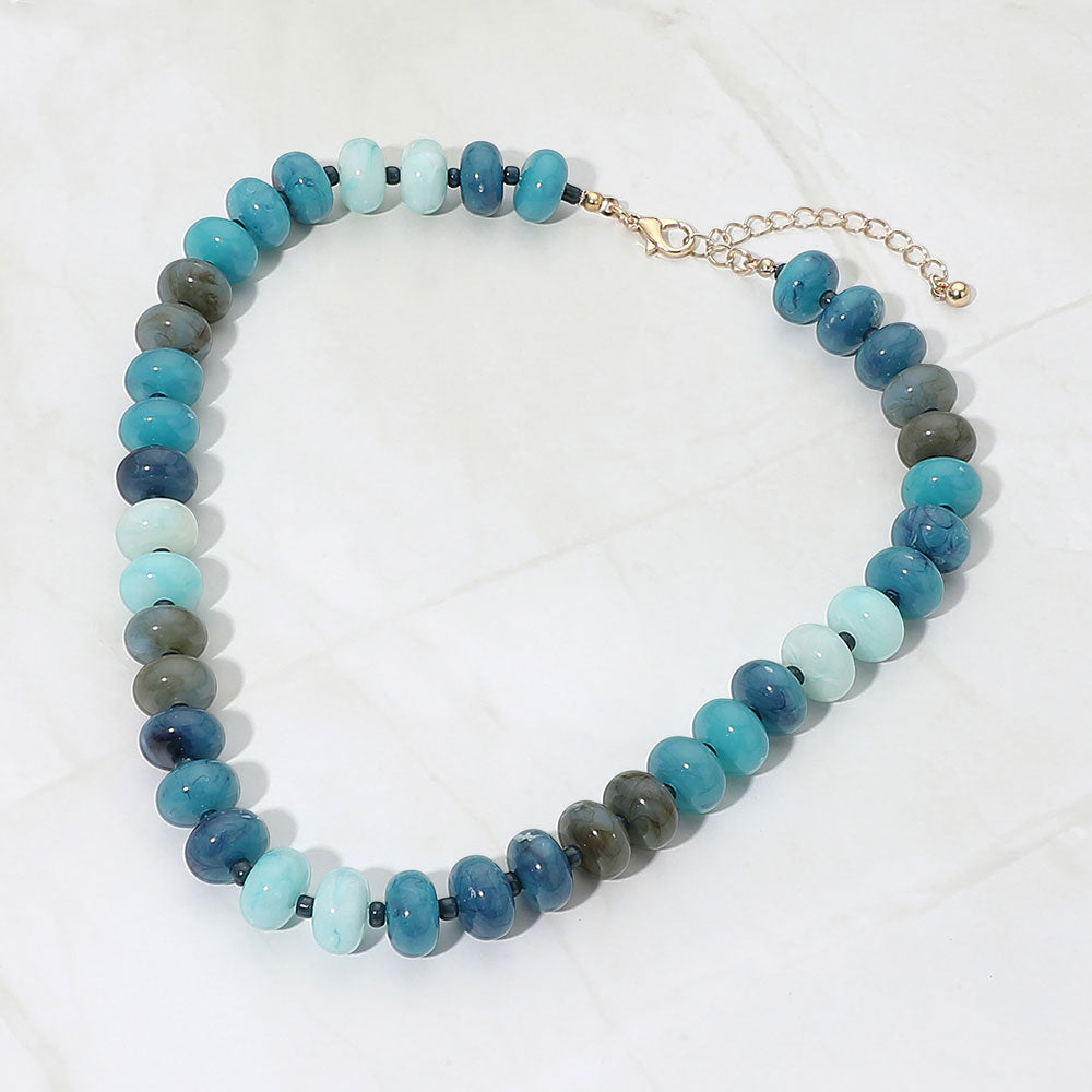 Madeline Love Turquoise Chunky Rondelle Beaded Statement Necklace