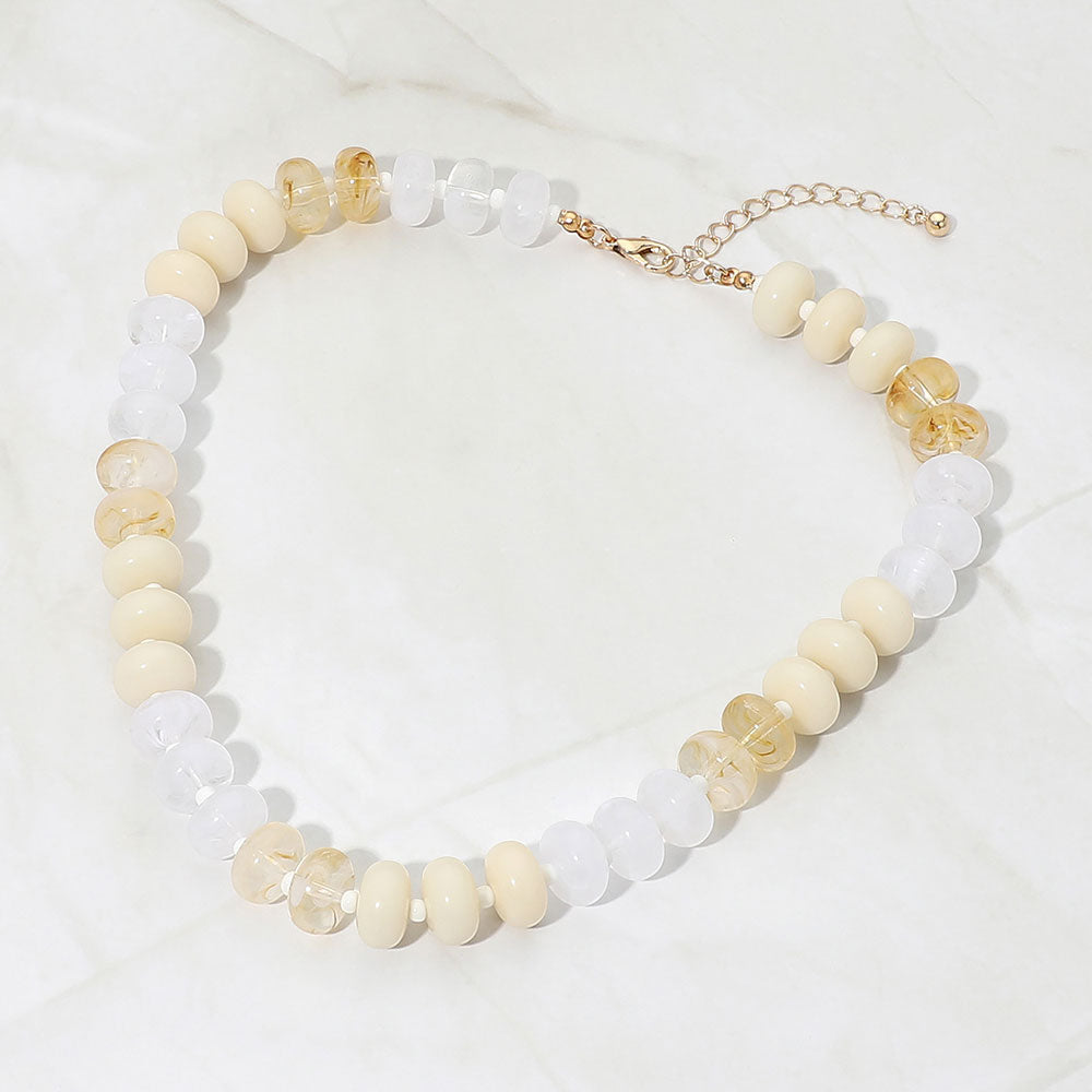 Madeline Love White Chunky Rondelle Beaded Statement Necklace