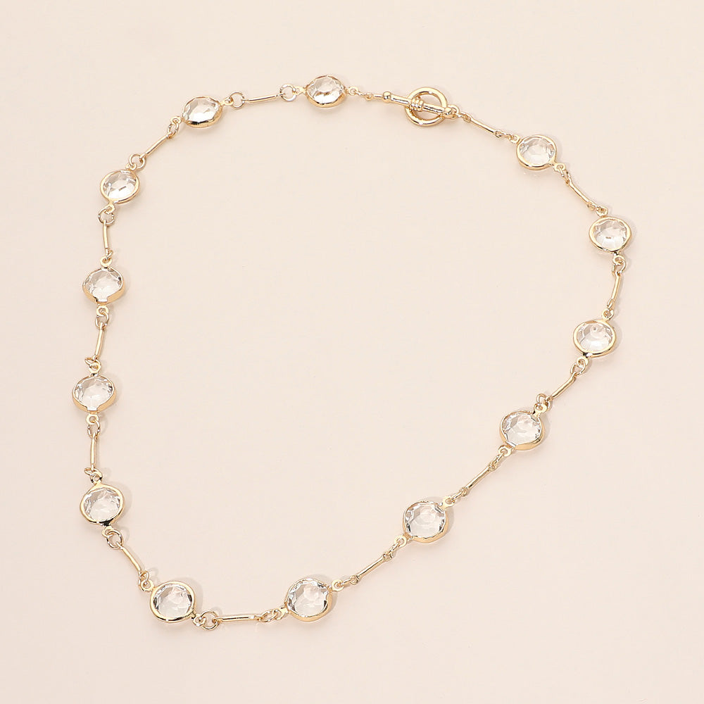 Madeline Love Gold Round Stone Link Toggle Necklace