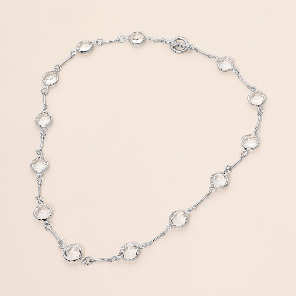 Madeline Love Clear Round Stone Link Toggle Necklace