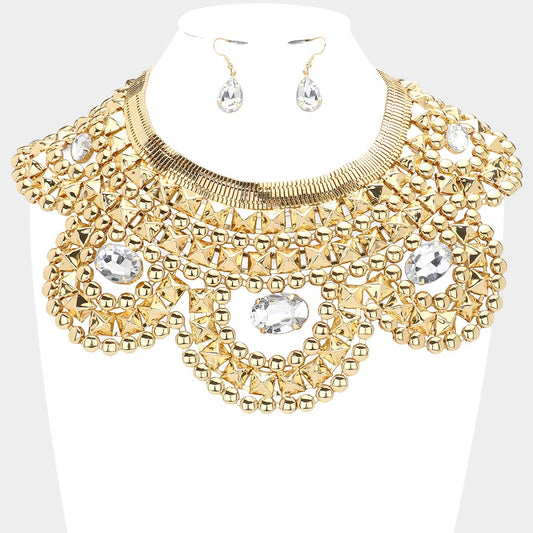 Madeline Love Gold Oval Stone Accented Armor Necklace - Necklaces