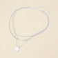 Madeline Love Silver, White, White Gold White Gold Dipped Square Pendant Accent Mixed Paperclip Chain Layered Necklace - Necklaces - desc