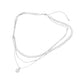 Madeline Love Clear, Silver, White Gold White Gold Dipped Rectangular Stone Bezel Pendant Accent Herringbone Chain Layered Necklace - Necklaces - extra