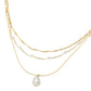 Madeline Love Cream, Gold Pearl Pendant Accent Layered Pearl Chain Necklace - Necklaces - desc