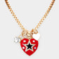 Star Centered Enamel Heart Round Stone Pendant Necklace