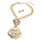Madeline Love AB, Gold Bold Stone Embellished Abstract Pendant Chunky Chain Statement Necklace - Necklaces - desc