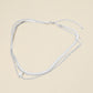 Madeline Love Cream, Silver, White Gold White Gold Dipped Pearl Accent Herringbone Chain Layered Necklace - Necklaces - desc