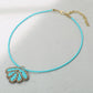 Madeline Love Turquoise Felt Back Seed Beaded Shell Pendant Necklace - Necklaces