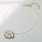Madeline Love White Felt Back Seed Beaded Shell Pendant Necklace - Necklaces