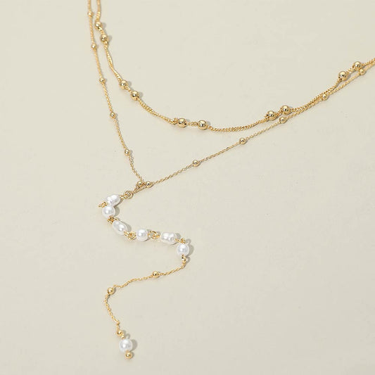 Madeline Love Cream, Gold Layered Pearl Drop Earrings - Necklaces