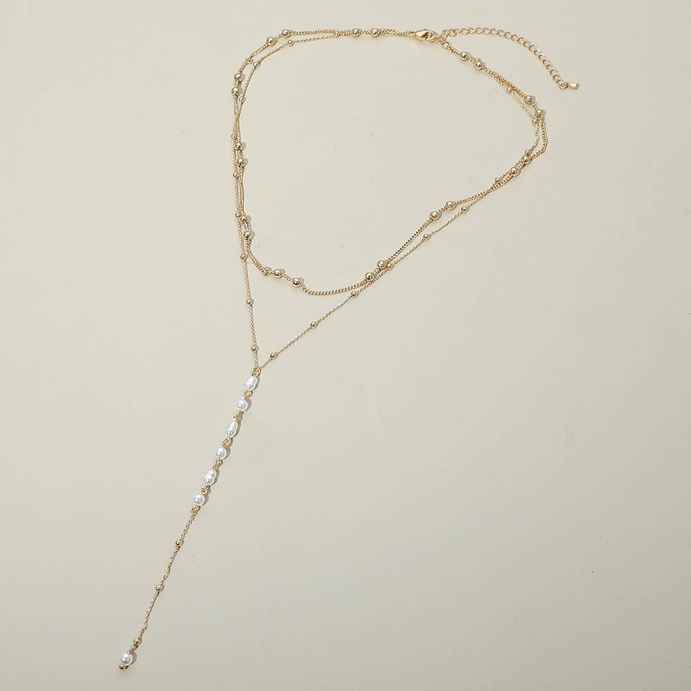 Madeline Love Cream, Gold Layered Pearl Drop Earrings - Necklaces - extra