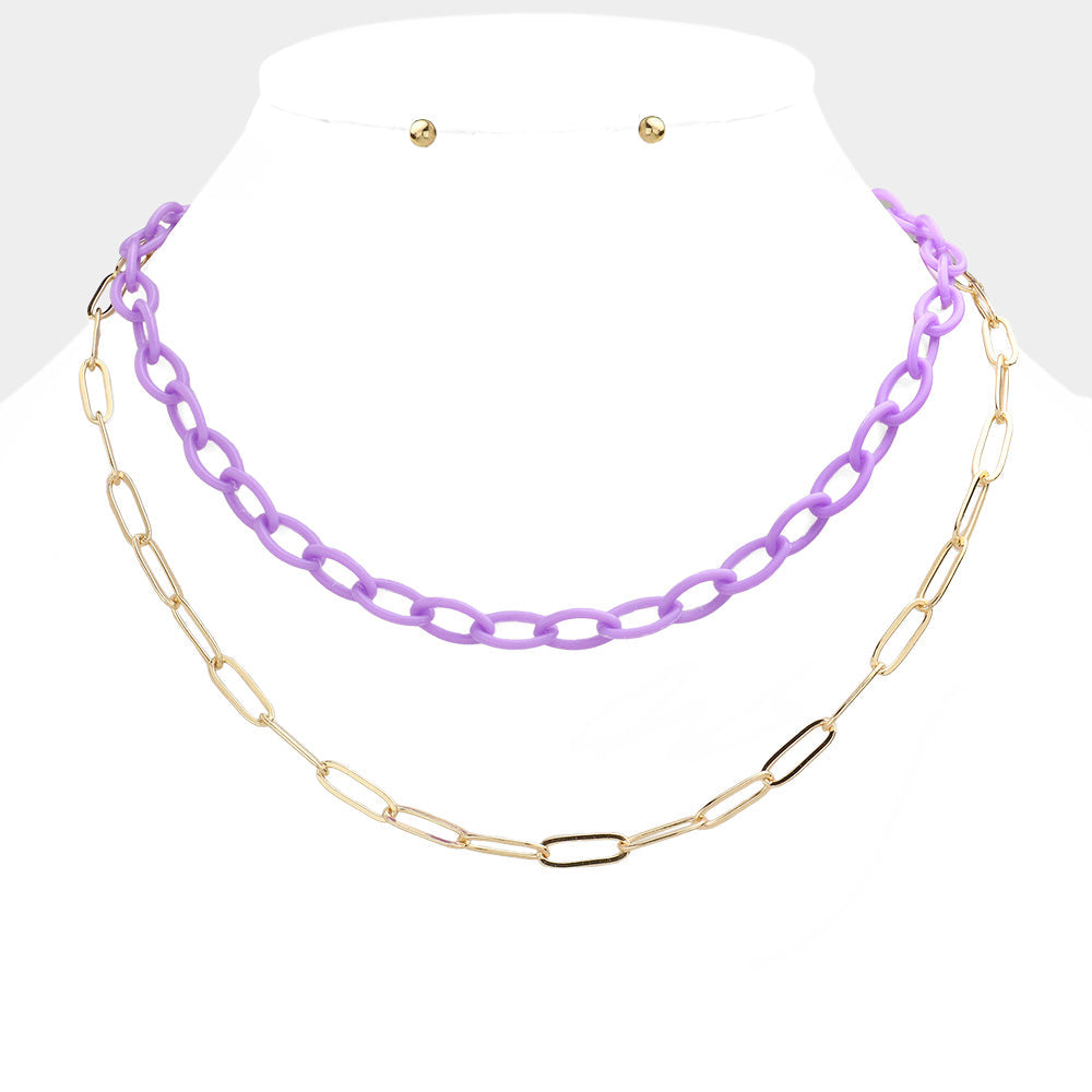 Madeline Love Lavender Double Layered Chain Necklace - Necklaces