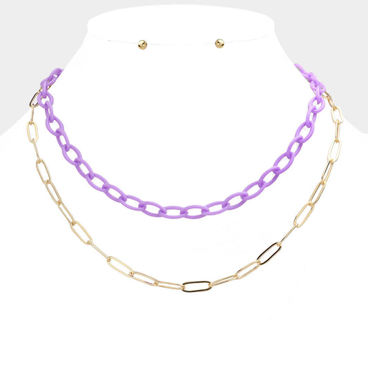 Madeline Love Lavender Double Layered Chain Necklace - Necklaces