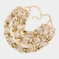 Madeline Love Ivory Tweed Fabric Metal Chain Link Triple Layered Bib Necklace - Necklaces - desc