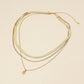 Madeline Love Clear, Gold 18K Gold Dipped Teardrop Stone Bezel Accent Herringbone Chain Layered Necklace - Necklaces - desc
