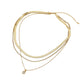 Madeline Love Clear, Gold 18K Gold Dipped Teardrop Stone Bezel Accent Herringbone Chain Layered Necklace - Necklaces - extra