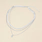 Madeline Love Clear, Silver, White Gold White Gold Dipped Teardrop Stone Bezel Accent Herringbone Chain Layered Necklace - Necklaces - desc