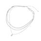 Madeline Love Clear, Silver, White Gold White Gold Dipped Teardrop Stone Bezel Accent Herringbone Chain Layered Necklace - Necklaces - extra