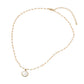 Madeline Love Cream, Gold Pearl Coin Pendant Faceted Beaded Chain Necklace - Necklaces - extra