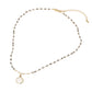 Madeline Love Cream, Hematite Pearl Coin Pendant Faceted Beaded Chain Necklace - Necklaces - extra