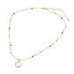 Madeline Love Black, Cream Pearl Coin Pendant Faceted Beaded Chain Necklace - Necklaces - extra