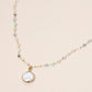 Madeline Love Cream, Mint Pearl Coin Pendant Faceted Beaded Chain Necklace - Necklaces