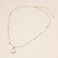 Madeline Love Cream, Mint Pearl Coin Pendant Faceted Beaded Chain Necklace - Necklaces - desc