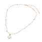 Madeline Love Cream, Mint Pearl Coin Pendant Faceted Beaded Chain Necklace - Necklaces - extra