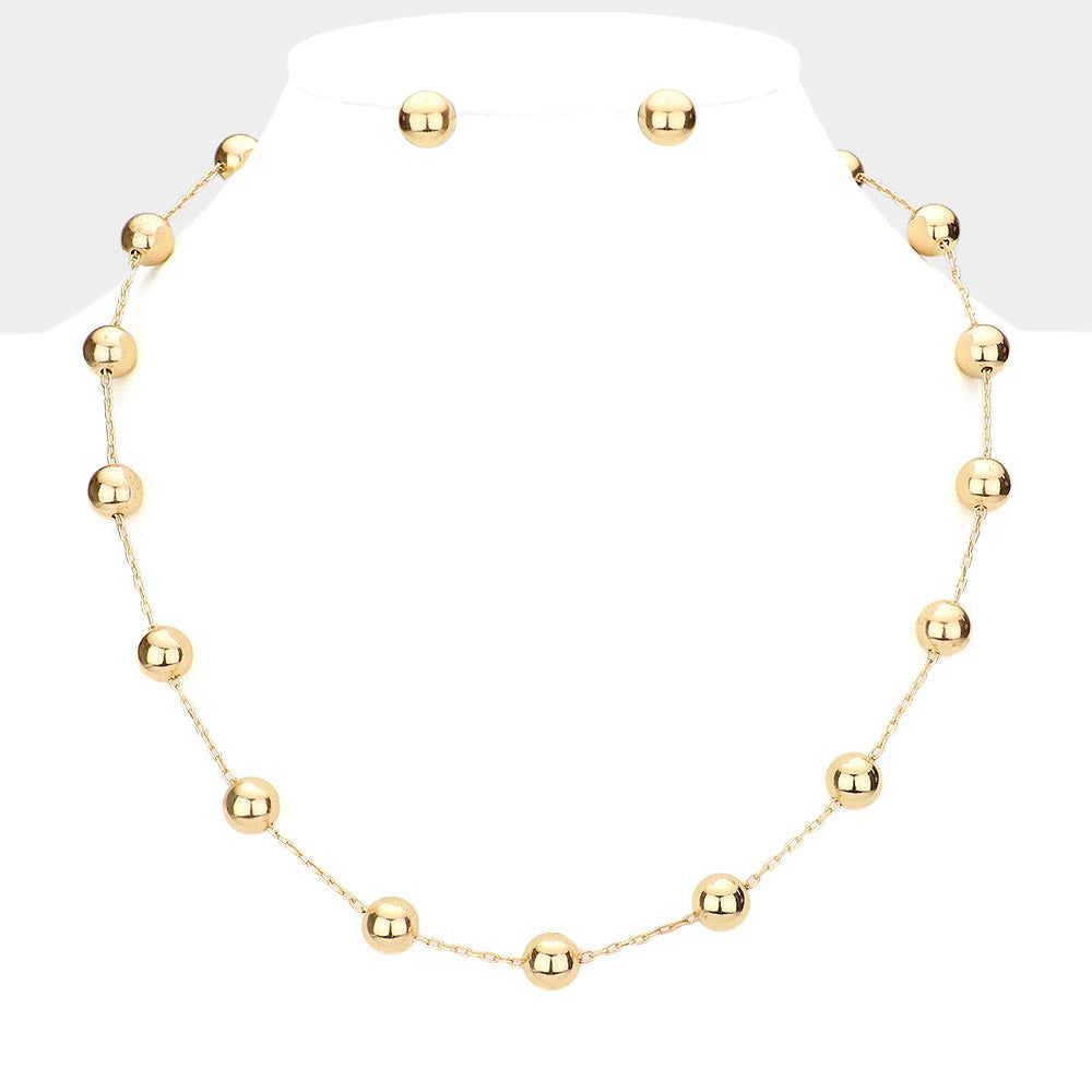 Madeline Love Gold Metal Ball Station Necklace - Necklaces
