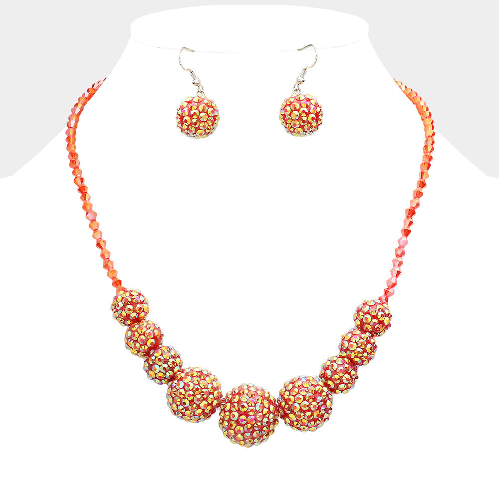 Madeline Love Red Shamballa Ball Necklace - Necklaces